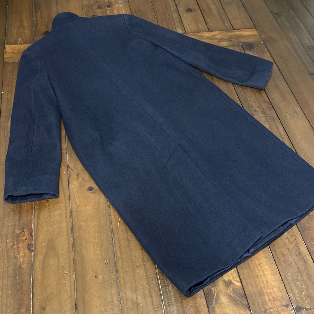 Sessun Womens Small Navy French Wool Coat Long Single Breasted Overcoat